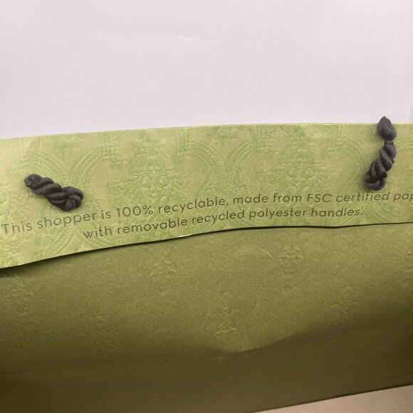 Gucci Green Paper Shopping Bag L With Handles 18.75 x 14 x 6.5 Damask - Picture 7 of 13